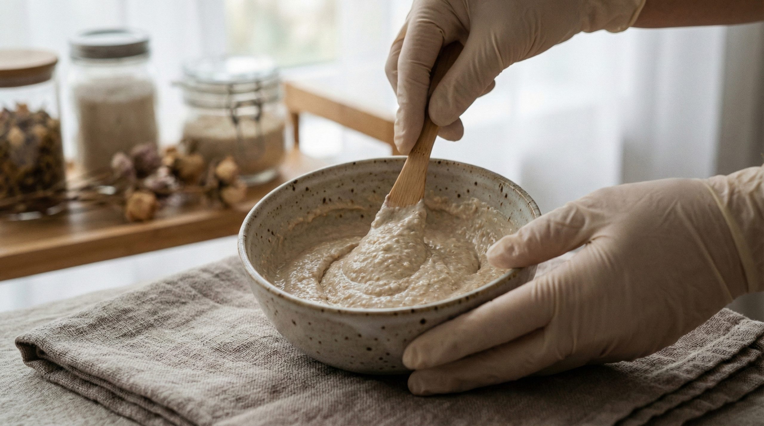 Masken-Behandlung – frisch angemischte Maske im Studio